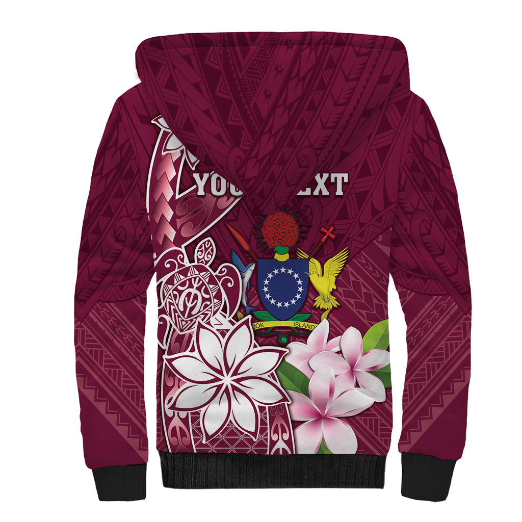 Personalised Cook Island Mangaia Gospel Day Sherpa Hoodie Floral Tribal Pattern