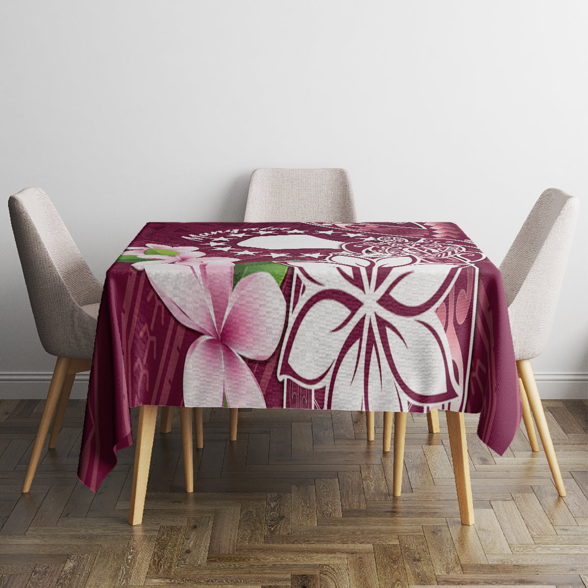 Cook Island Mangaia Gospel Day Tablecloth Floral Tribal Pattern