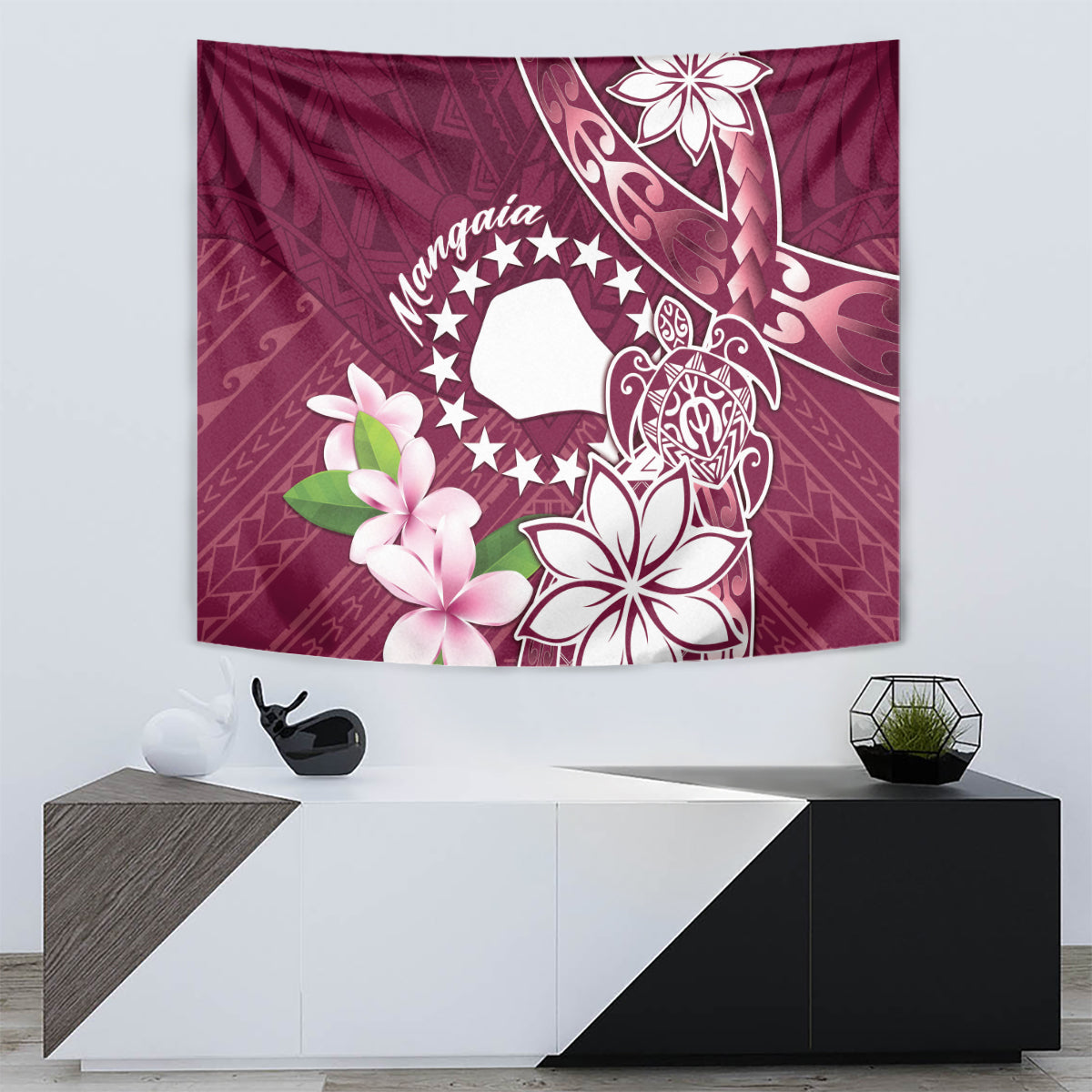 Cook Island Mangaia Gospel Day Tapestry Floral Tribal Pattern