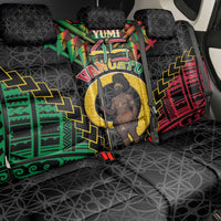 Vanuatu 45th Anniversary Independence Day Back Car Seat Cover Melanesian Warrior With Sand Drawing Pattern LT05