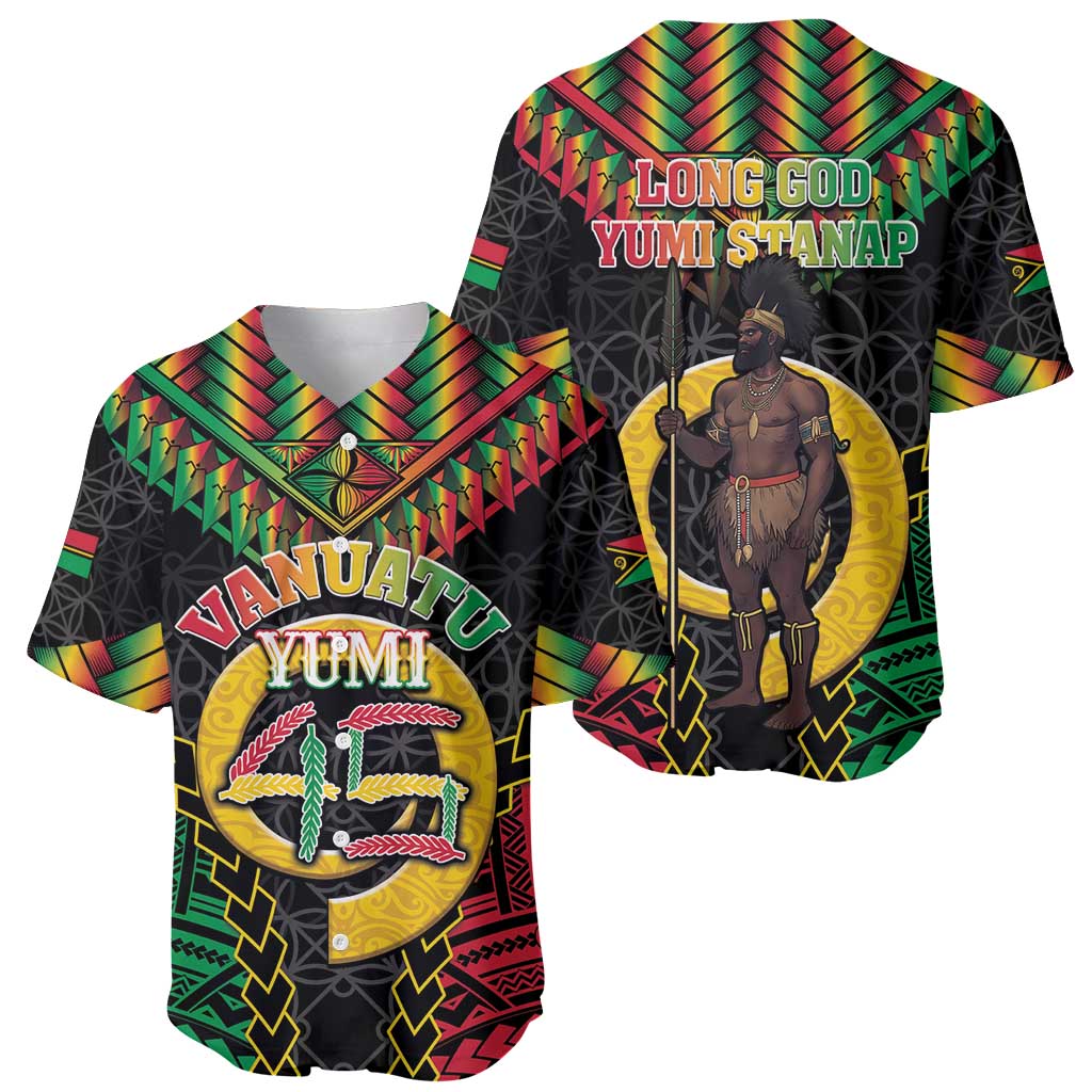 Vanuatu 45th Anniversary Independence Day Baseball Jersey Melanesian Warrior With Sand Drawing Pattern LT05