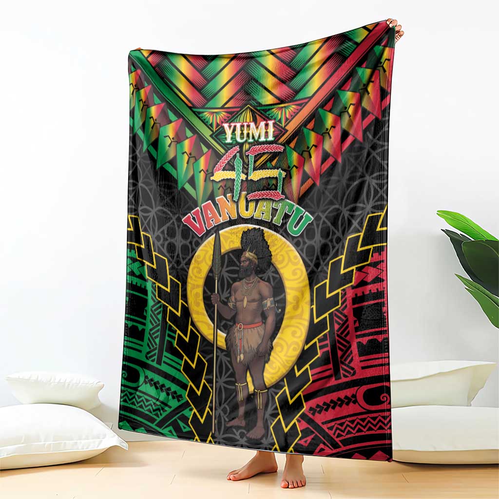 Vanuatu 45th Anniversary Independence Day Blanket Melanesian Warrior With Sand Drawing Pattern LT05