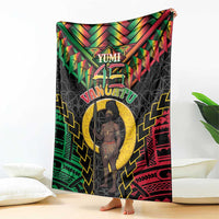 Vanuatu 45th Anniversary Independence Day Blanket Melanesian Warrior With Sand Drawing Pattern LT05
