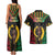 Vanuatu 44th Anniversary Independence Day Couples Matching Tank Maxi Dress and Hawaiian Shirt Melanesian Warrior With Sand Drawing Pattern