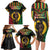 Vanuatu 44th Anniversary Independence Day Family Matching Long Sleeve Bodycon Dress and Hawaiian Shirt Melanesian Warrior With Sand Drawing Pattern