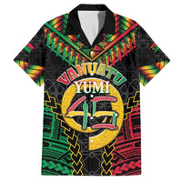 Vanuatu 45th Anniversary Independence Day Family Matching Off The Shoulder Long Sleeve Dress and Hawaiian Shirt Melanesian Warrior With Sand Drawing Pattern LT05