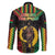 Vanuatu 44th Anniversary Independence Day Family Matching Off The Shoulder Long Sleeve Dress and Hawaiian Shirt Melanesian Warrior With Sand Drawing Pattern