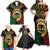 Vanuatu 44th Anniversary Independence Day Family Matching Off Shoulder Maxi Dress and Hawaiian Shirt Melanesian Warrior With Sand Drawing Pattern