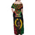 Vanuatu 44th Anniversary Independence Day Family Matching Off Shoulder Maxi Dress and Hawaiian Shirt Melanesian Warrior With Sand Drawing Pattern