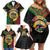 Vanuatu 44th Anniversary Independence Day Family Matching Off Shoulder Short Dress and Hawaiian Shirt Melanesian Warrior With Sand Drawing Pattern