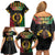 Vanuatu 44th Anniversary Independence Day Family Matching Off Shoulder Short Dress and Hawaiian Shirt Melanesian Warrior With Sand Drawing Pattern