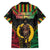 Vanuatu 44th Anniversary Independence Day Family Matching Off Shoulder Short Dress and Hawaiian Shirt Melanesian Warrior With Sand Drawing Pattern