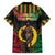 Vanuatu 44th Anniversary Independence Day Family Matching Short Sleeve Bodycon Dress and Hawaiian Shirt Melanesian Warrior With Sand Drawing Pattern