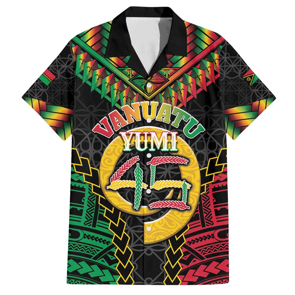 Vanuatu 45th Anniversary Independence Day Family Matching Summer Maxi Dress and Hawaiian Shirt Melanesian Warrior With Sand Drawing Pattern LT05