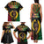 Vanuatu 44th Anniversary Independence Day Family Matching Tank Maxi Dress and Hawaiian Shirt Melanesian Warrior With Sand Drawing Pattern