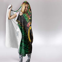 Vanuatu 45th Anniversary Independence Day Hooded Blanket Melanesian Warrior With Sand Drawing Pattern LT05