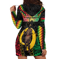 Vanuatu 45th Anniversary Independence Day Hoodie Dress Melanesian Warrior With Sand Drawing Pattern LT05