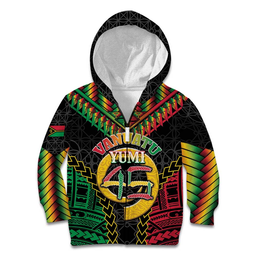 Vanuatu 45th Anniversary Independence Day Kid Hoodie Melanesian Warrior With Sand Drawing Pattern LT05