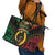Vanuatu 44th Anniversary Independence Day Leather Tote Bag Melanesian Warrior With Sand Drawing Pattern