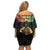 Vanuatu 45th Anniversary Independence Day Off Shoulder Short Dress Melanesian Warrior With Sand Drawing Pattern LT05