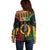 Vanuatu 45th Anniversary Independence Day Off Shoulder Sweater Melanesian Warrior With Sand Drawing Pattern LT05