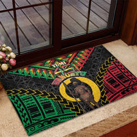 Vanuatu 45th Anniversary Independence Day Rubber Doormat Melanesian Warrior With Sand Drawing Pattern LT05