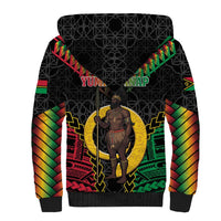 Vanuatu 45th Anniversary Independence Day Sherpa Hoodie Melanesian Warrior With Sand Drawing Pattern LT05