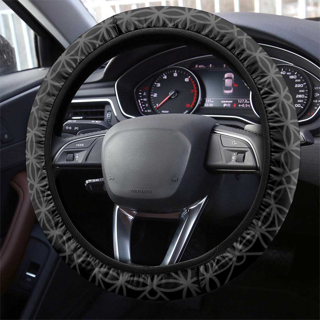 Vanuatu 45th Anniversary Independence Day Steering Wheel Cover Melanesian Warrior With Sand Drawing Pattern LT05