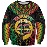 Vanuatu 45th Anniversary Independence Day Sweatshirt Melanesian Warrior With Sand Drawing Pattern LT05