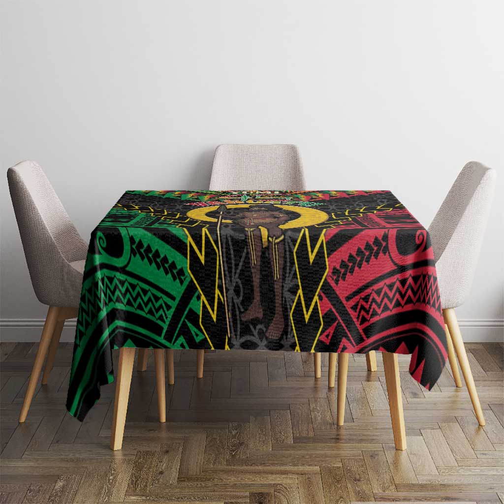 Vanuatu 45th Anniversary Independence Day Tablecloth Melanesian Warrior With Sand Drawing Pattern LT05