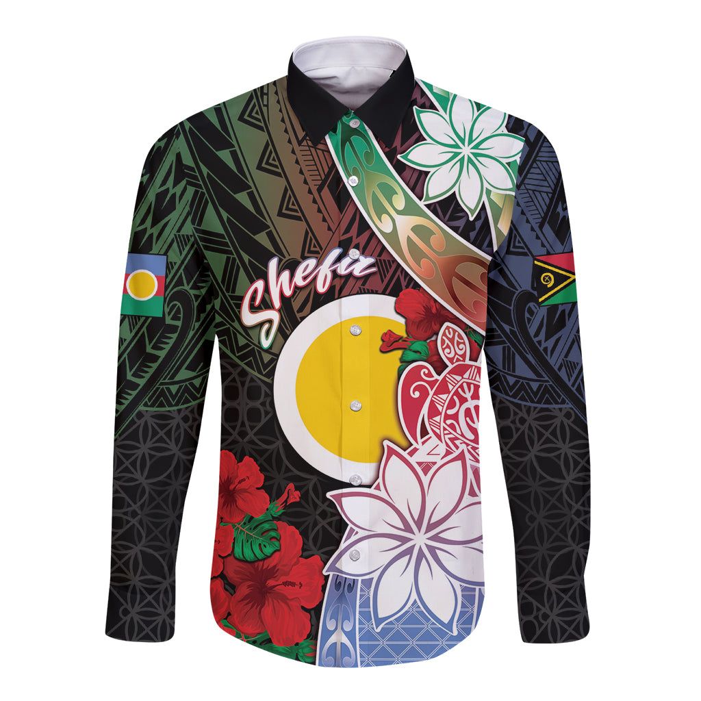 Personalised Vanuatu Shefa Day Long Sleeve Button Shirt Floral Pattern
