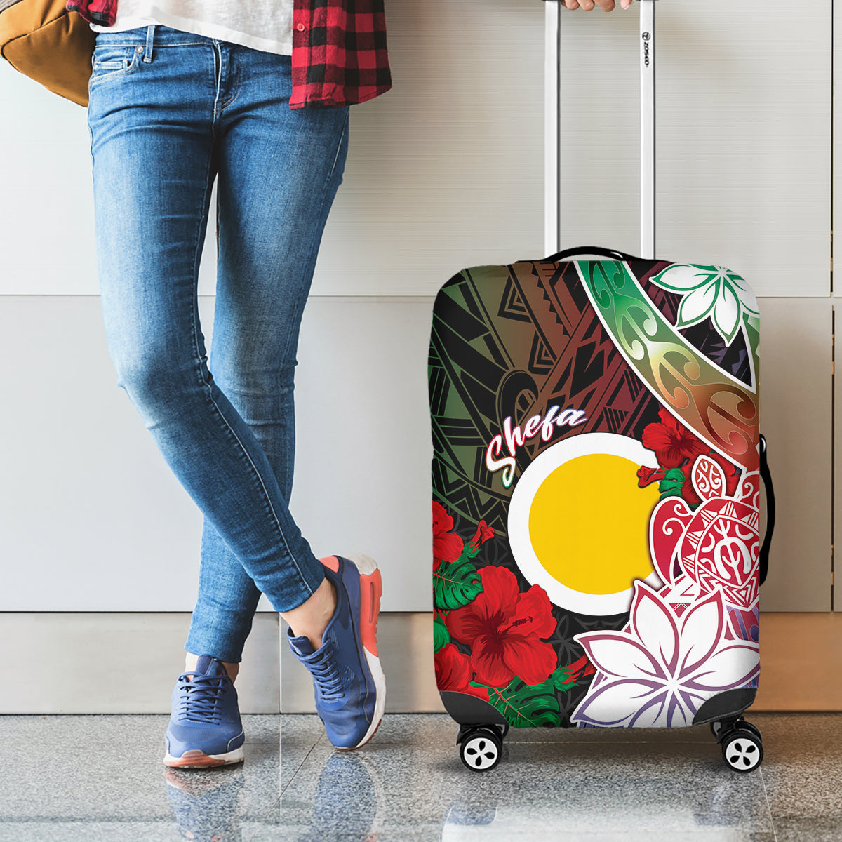 Vanuatu Shefa Day Luggage Cover Floral Pattern LT05 - Polynesian Pride
