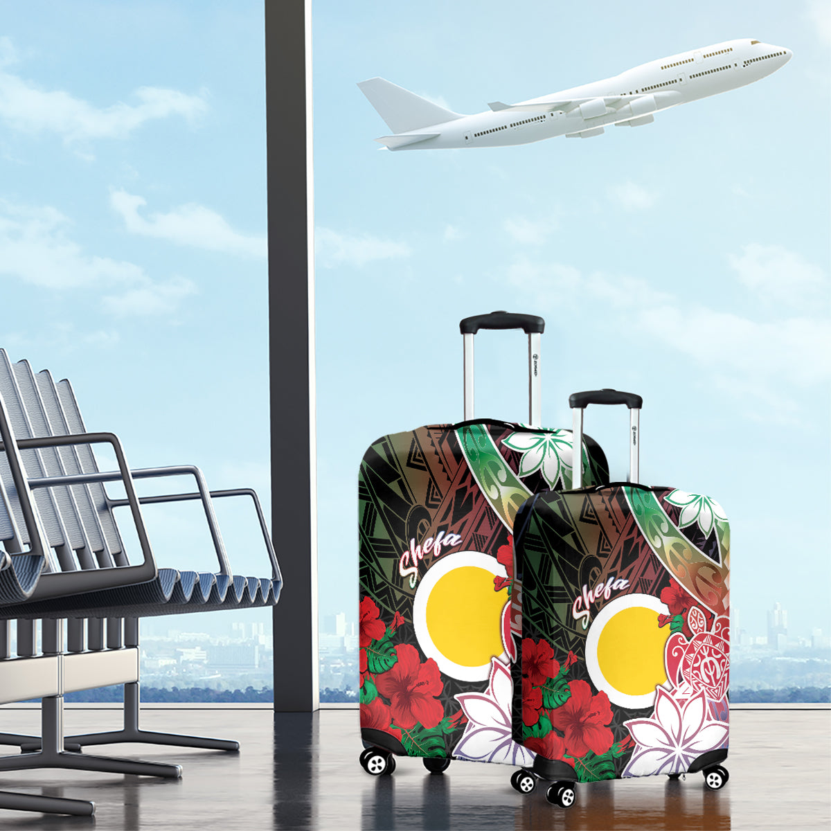 Vanuatu Shefa Day Luggage Cover Floral Pattern LT05 - Polynesian Pride