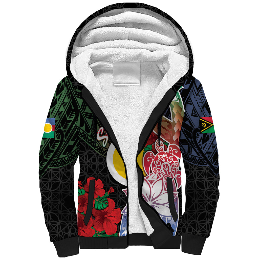 Personalised Vanuatu Shefa Day Sherpa Hoodie Floral Pattern