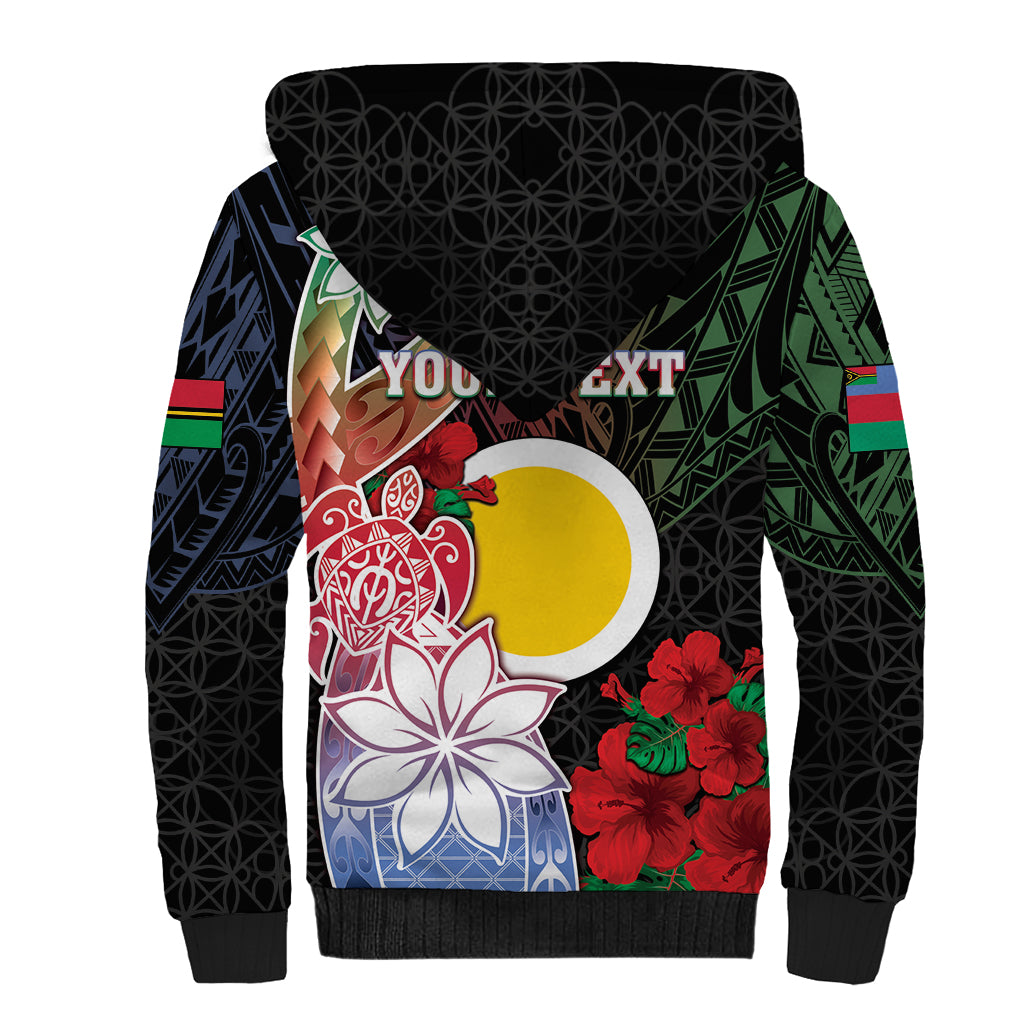 Personalised Vanuatu Shefa Day Sherpa Hoodie Floral Pattern