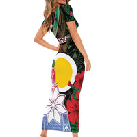 Personalised Vanuatu Shefa Day Short Sleeve Bodycon Dress Floral Pattern