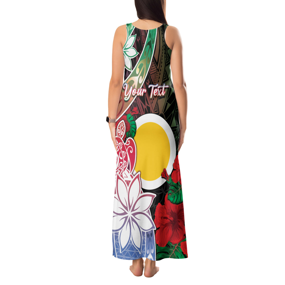 Personalised Vanuatu Shefa Day Tank Maxi Dress Floral Pattern