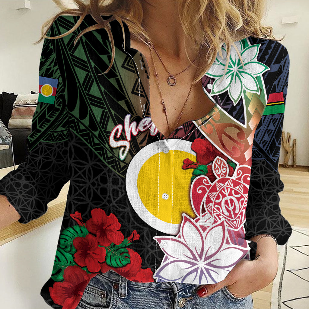 Personalised Vanuatu Shefa Day Women Casual Shirt Floral Pattern