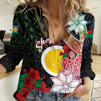 Personalised Vanuatu Shefa Day Women Casual Shirt Floral Pattern