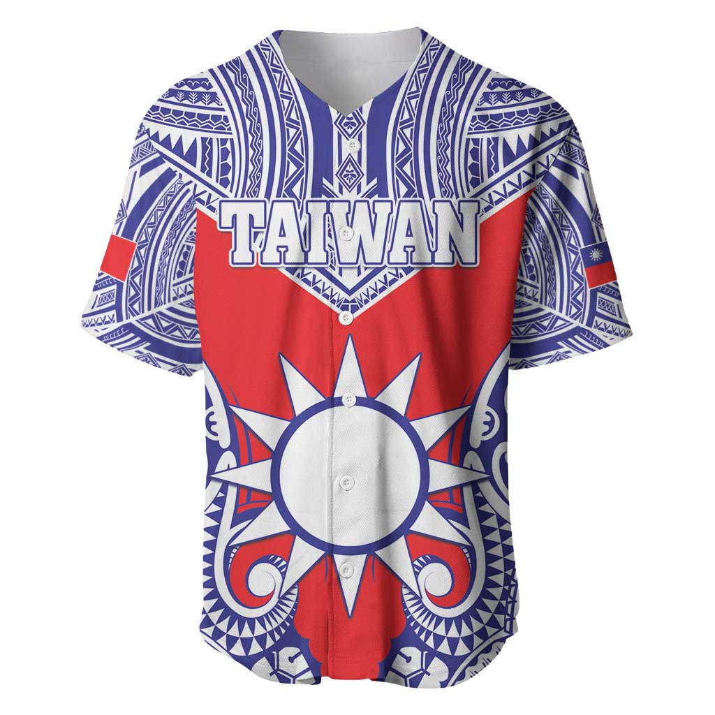 Personalised Taiwan Baseball Jersey Austronesian Tribal Tattoo Red - Polynesian Pride