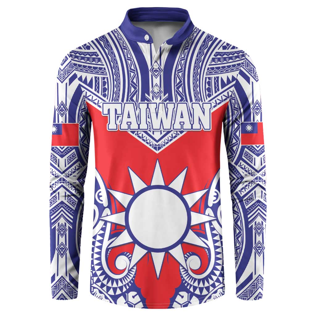 Personalised Taiwan Button Sweatshirt Austronesian Tribal Tattoo Red LT05 Red - Polynesian Pride