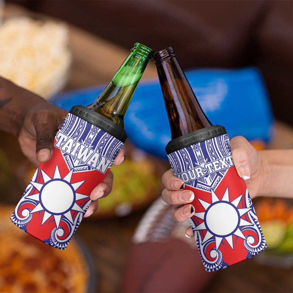 Personalised Taiwan 4 in 1 Can Cooler Tumbler Austronesian Tribal Tattoo Red - Polynesian Pride