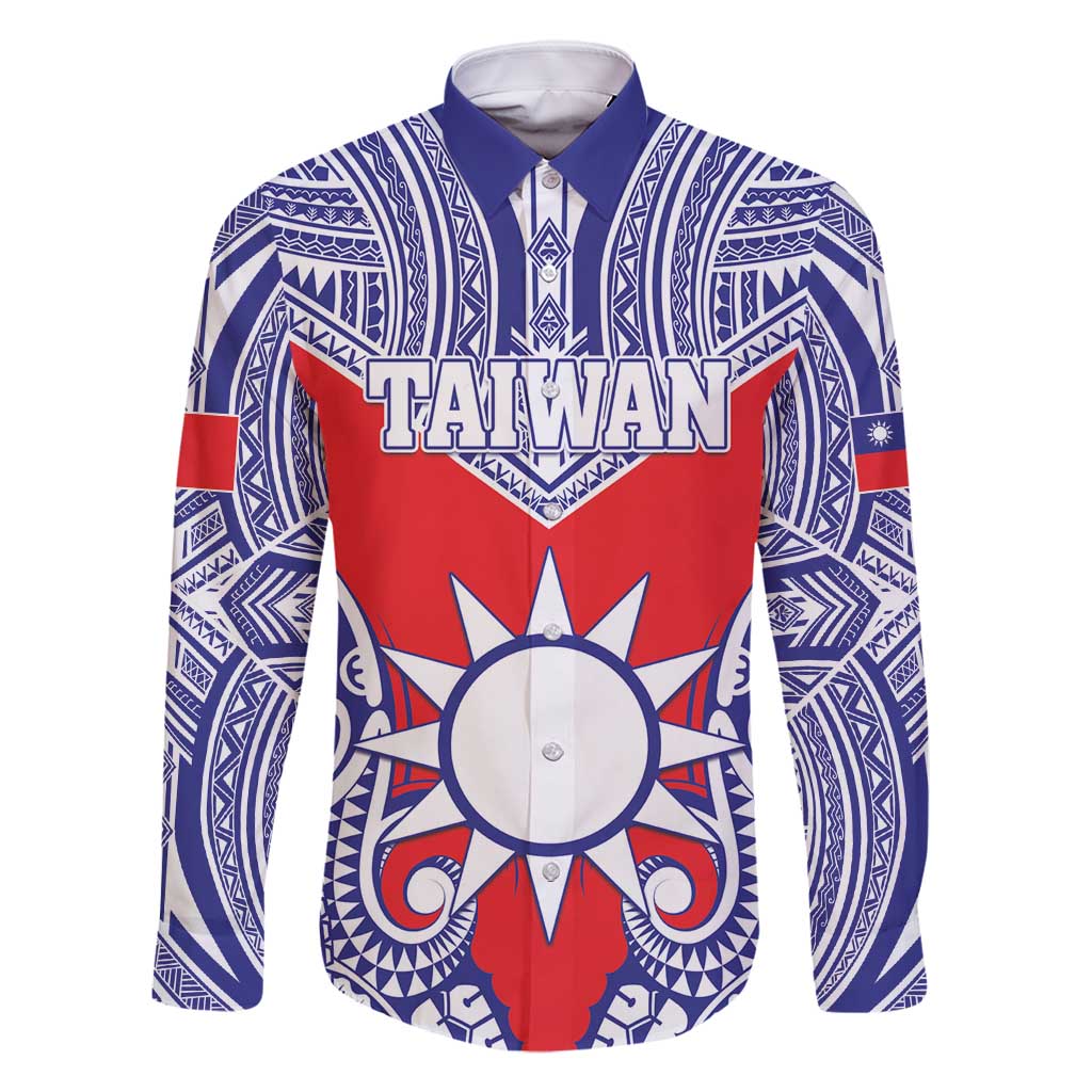 Personalised Taiwan Family Matching Long Sleeve Bodycon Dress and Hawaiian Shirt Austronesian Tribal Tattoo Red - Polynesian Pride