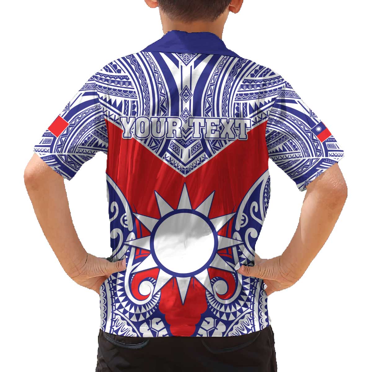 Personalised Taiwan Family Matching Off The Shoulder Long Sleeve Dress and Hawaiian Shirt Austronesian Tribal Tattoo Red - Polynesian Pride