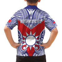 Personalised Taiwan Family Matching Off Shoulder Maxi Dress and Hawaiian Shirt Austronesian Tribal Tattoo Red - Polynesian Pride