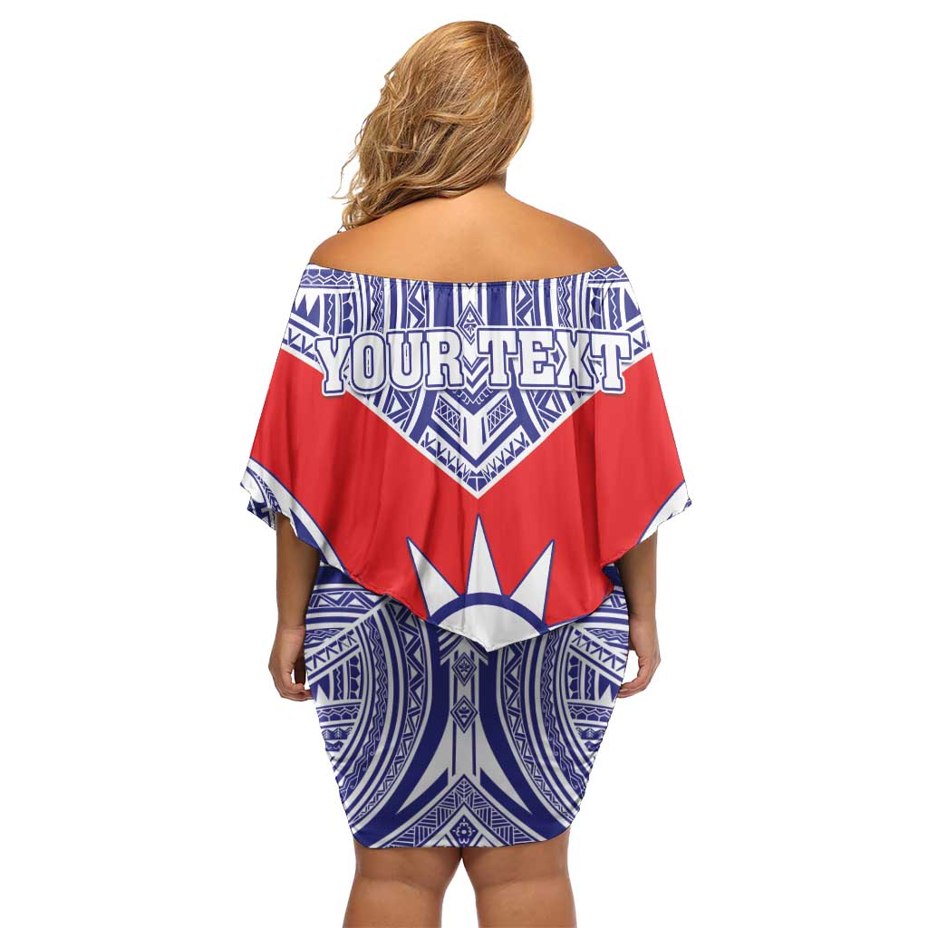 Personalised Taiwan Family Matching Off Shoulder Short Dress and Hawaiian Shirt Austronesian Tribal Tattoo Red - Polynesian Pride