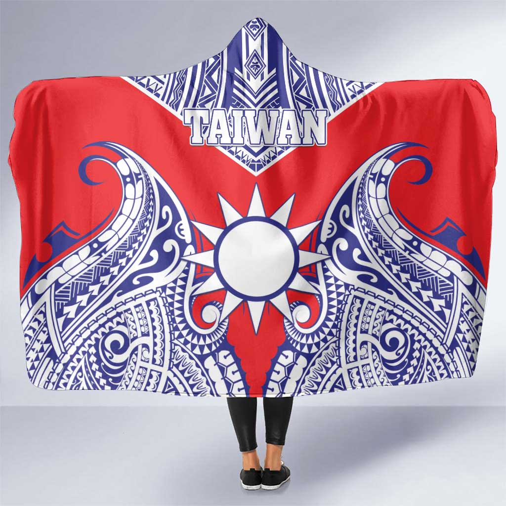Taiwan Hooded Blanket Austronesian Tribal Tattoo Red LT05 One Size Red - Polynesian Pride