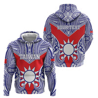 Personalised Taiwan Hoodie Austronesian Tribal Tattoo Red - Polynesian Pride