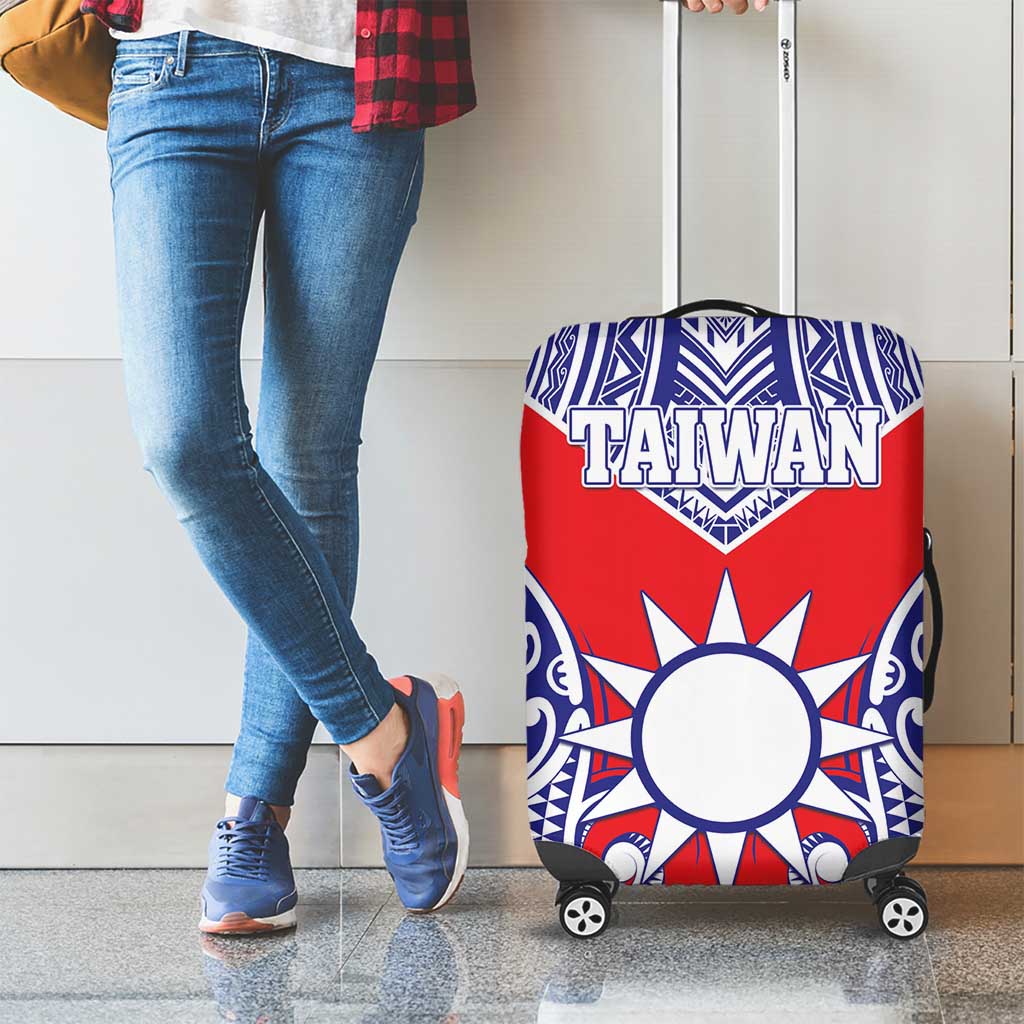 Taiwan Luggage Cover Austronesian Tribal Tattoo Red - Polynesian Pride