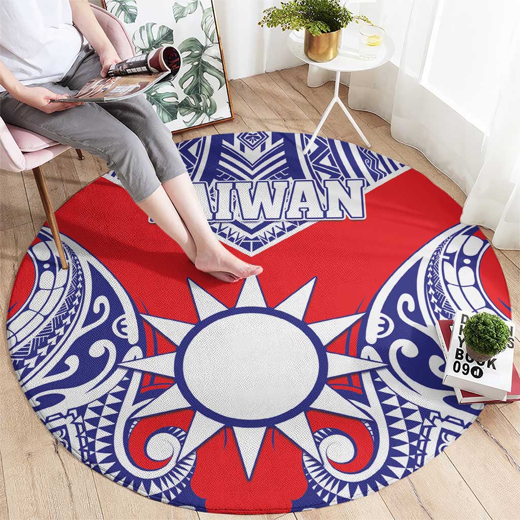 Taiwan Round Carpet Austronesian Tribal Tattoo Red - Polynesian Pride
